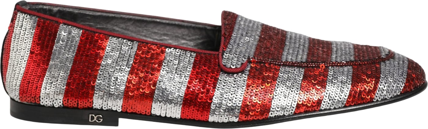 Dolce & Gabbana Multicolor Flag Sequin Dress Loafers Shoes