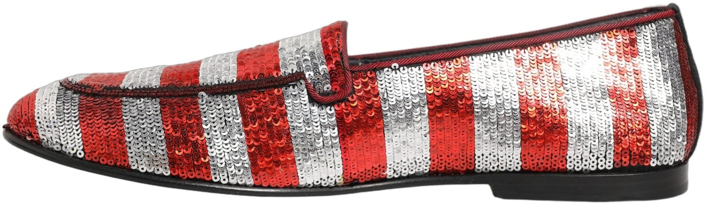 Dolce & Gabbana Multicolor Flag Sequin Dress Loafers Shoes