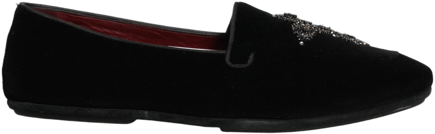Dolce & Gabbana Black Suede Embellished Dress Loafers Shoes