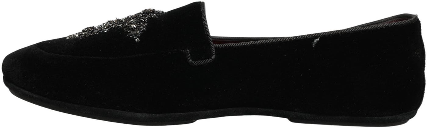 Dolce & Gabbana Black Suede Embellished Dress Loafers Shoes
