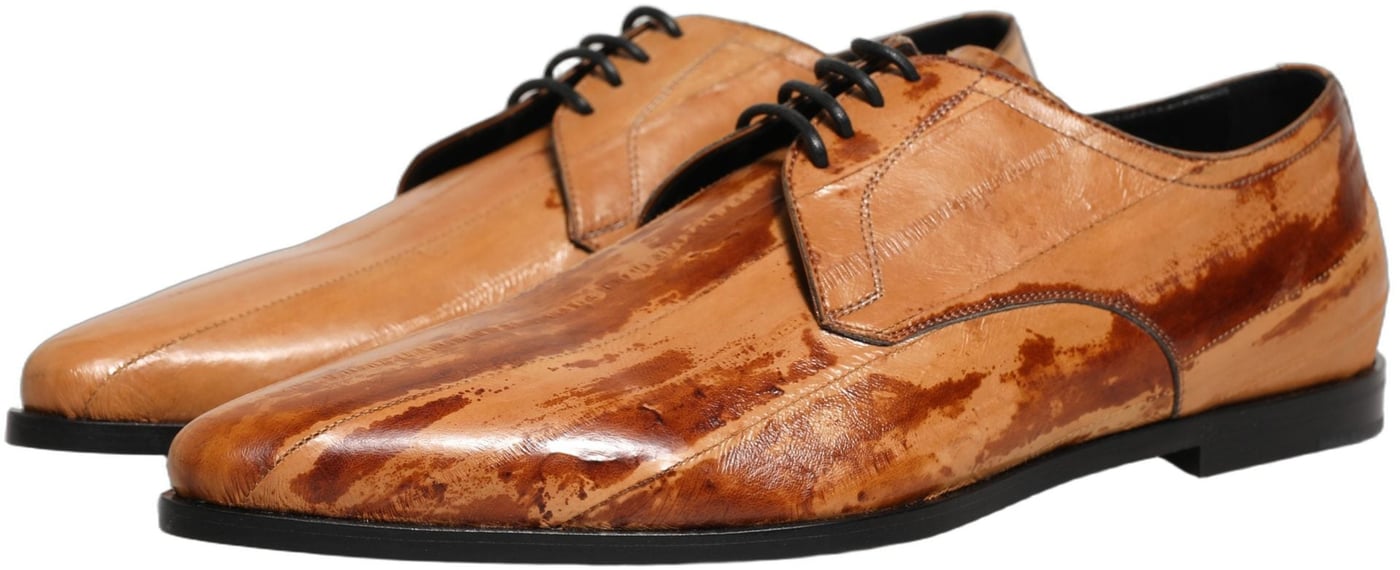 Dolce & Gabbana Brown Leather Lace Up Men Derby Dress Shoes