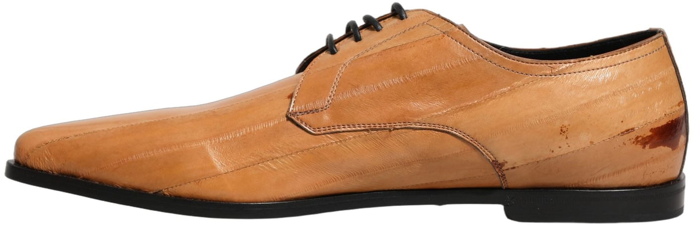 Dolce & Gabbana Brown Leather Lace Up Men Derby Dress Shoes