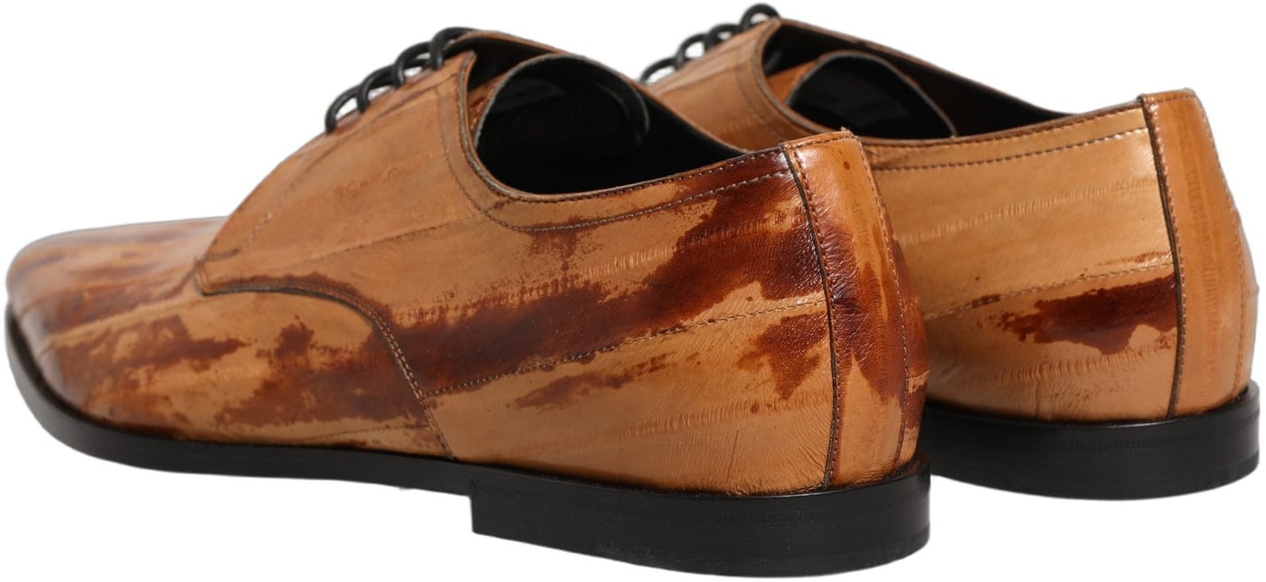 Dolce & Gabbana Brown Leather Lace Up Men Derby Dress Shoes