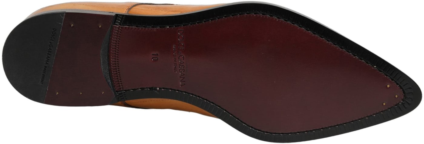 Dolce & Gabbana Brown Leather Lace Up Men Derby Dress Shoes