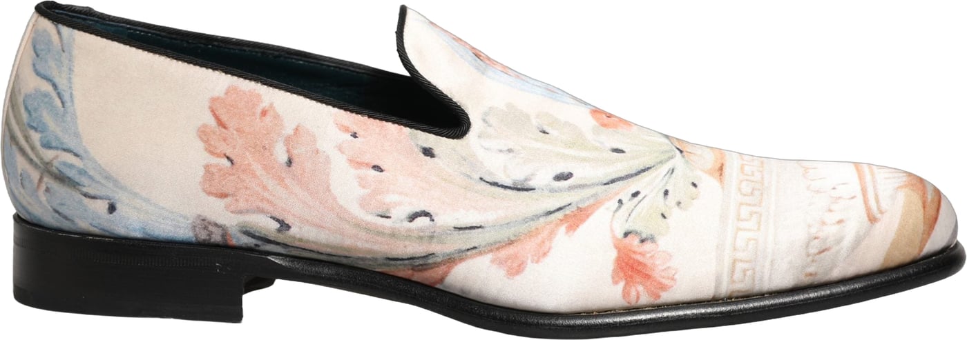 Dolce & Gabbana White Floral Vase Slip On Dress Loafers Shoes