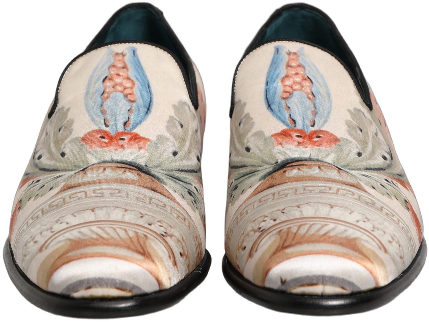 Dolce & Gabbana White Floral Vase Slip On Dress Loafers Shoes
