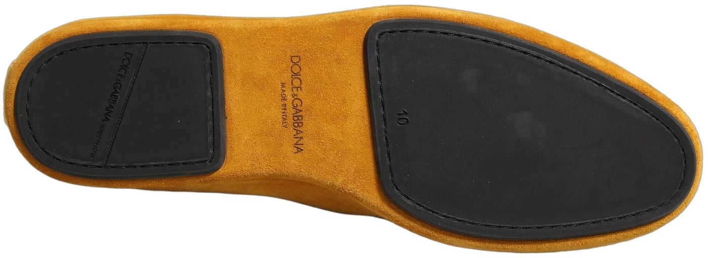 Dolce & Gabbana Yellow Velvet Slip On Men Dress Loafers Shoes