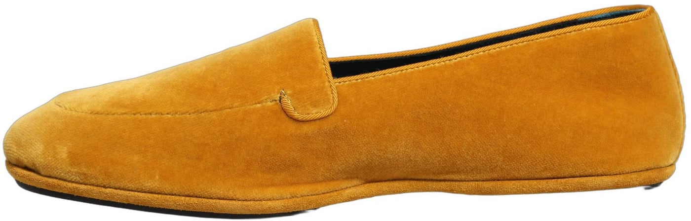 Dolce & Gabbana Yellow Velvet Slip On Men Dress Loafers Shoes