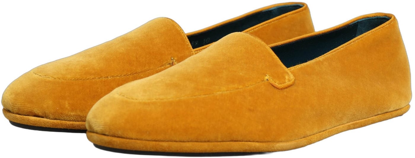 Dolce & Gabbana Yellow Velvet Slip On Men Dress Loafers Shoes