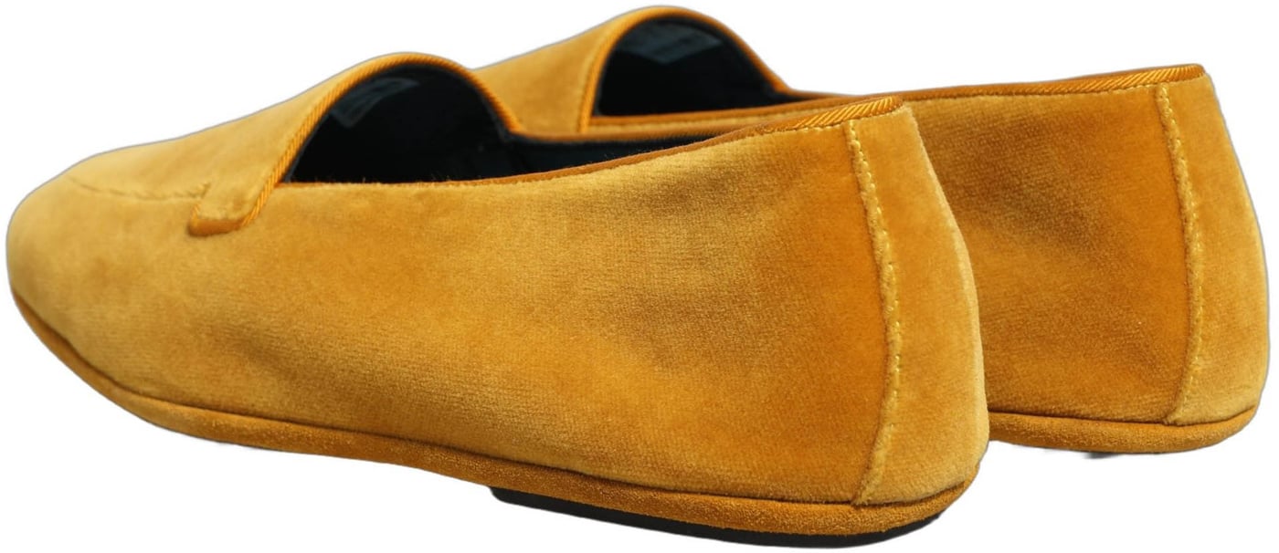 Dolce & Gabbana Yellow Velvet Slip On Men Dress Loafers Shoes