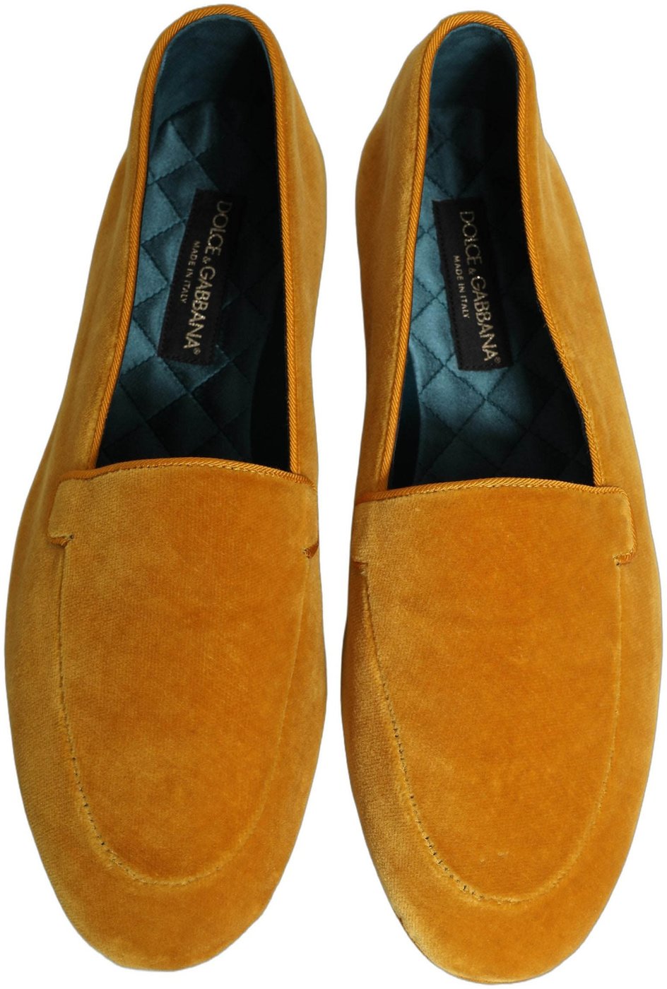 Dolce & Gabbana Yellow Velvet Slip On Men Dress Loafers Shoes