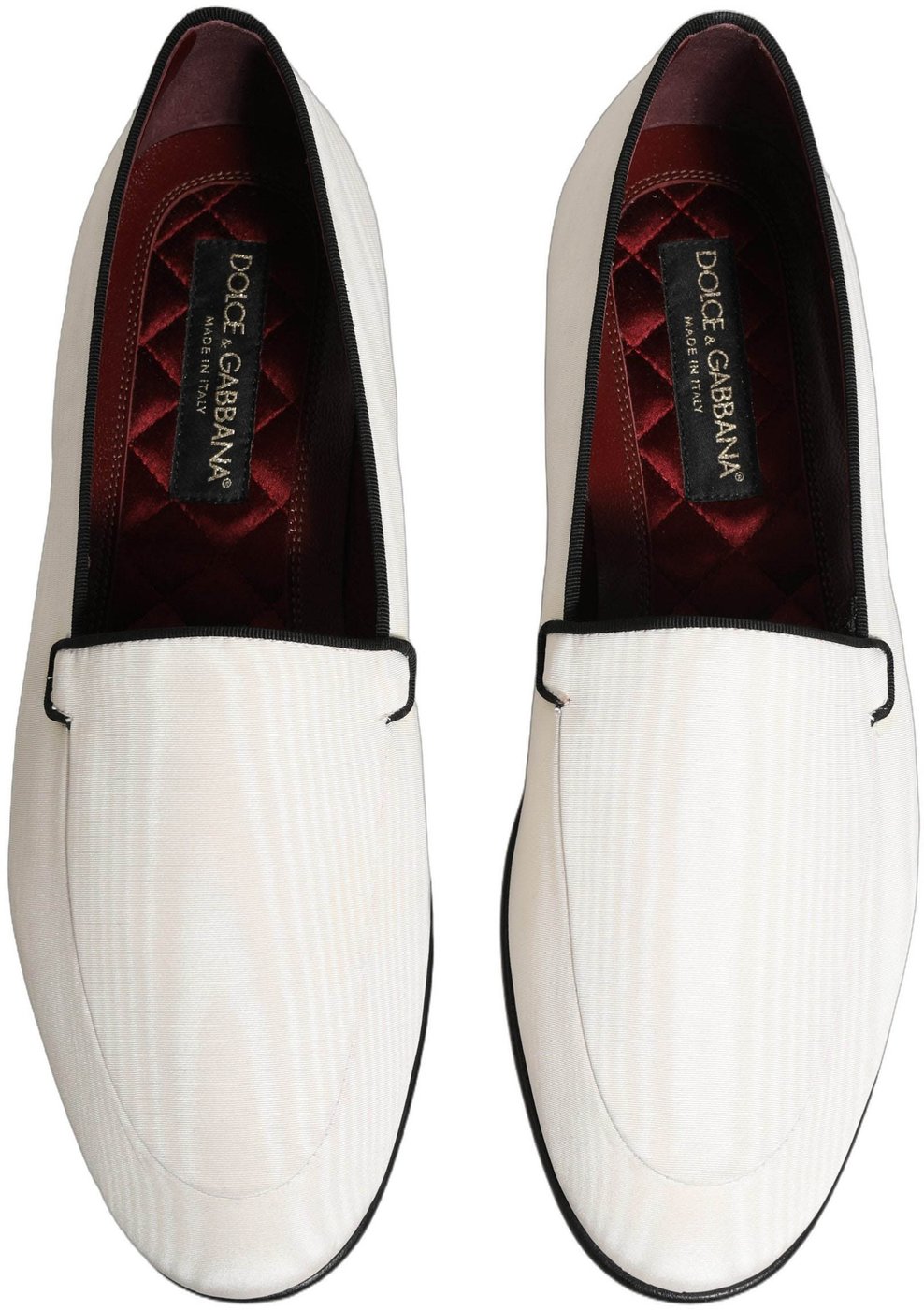 Dolce & Gabbana White Velvet Slip On Men Flats Loafers Shoes