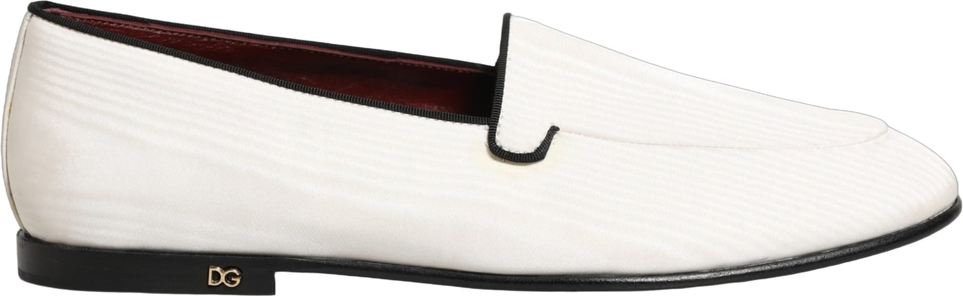 Dolce & Gabbana White Velvet Slip On Men Flats Loafers Shoes