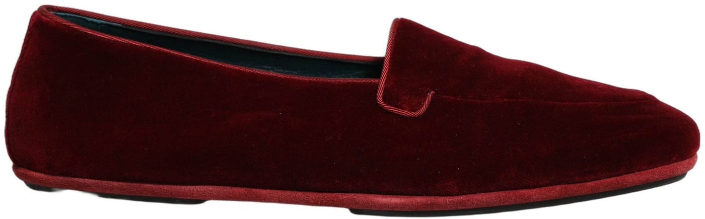 Dolce & Gabbana Maroon Velvet Slip On Men Flats Loafers Shoes