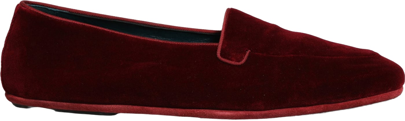 Dolce & Gabbana Maroon Velvet Slip On Men Flats Loafers Shoes