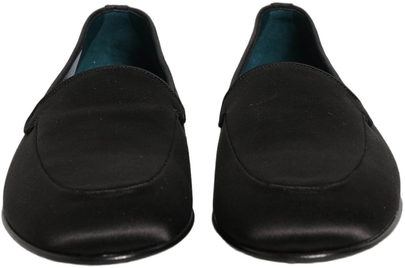 Dolce & Gabbana Black Satin Logo Slip On Flats Loafers Shoes