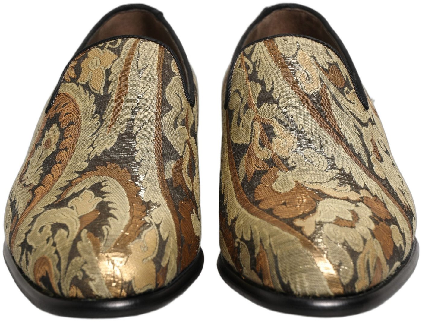 Dolce & Gabbana Gold Brocade Slip On Men Dress Loafers Shoes