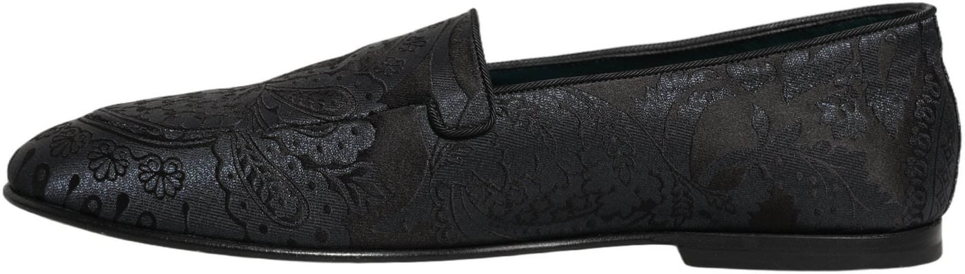Dolce & Gabbana Blue Jacquard Leather Slip On Loafers Shoes