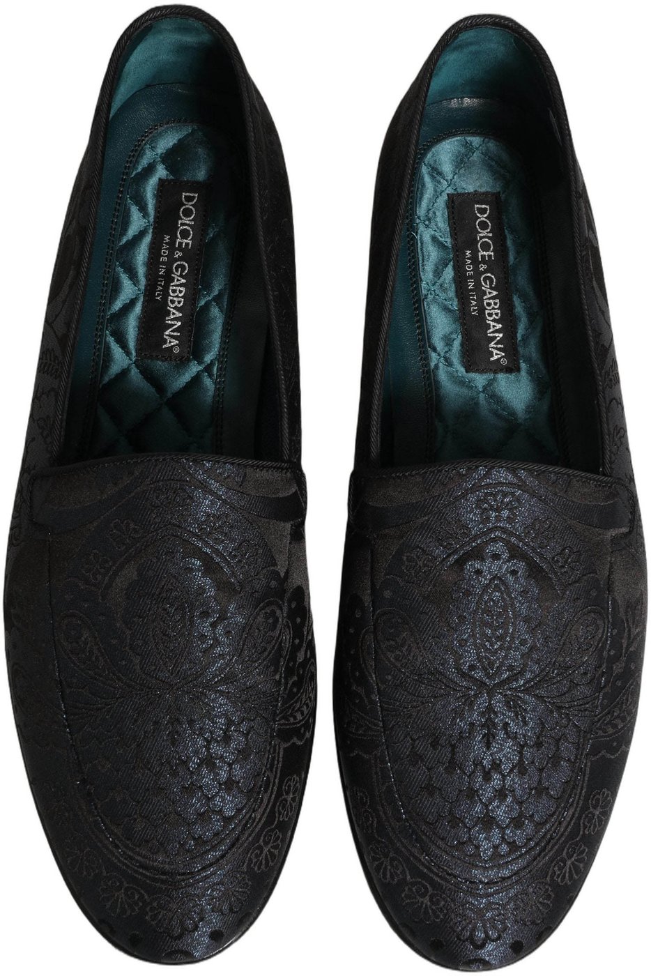 Dolce & Gabbana Blue Jacquard Leather Slip On Loafers Shoes