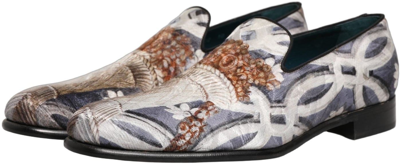 Dolce & Gabbana Multicolor Floral Tapestry Embroidery Loafer Shoes