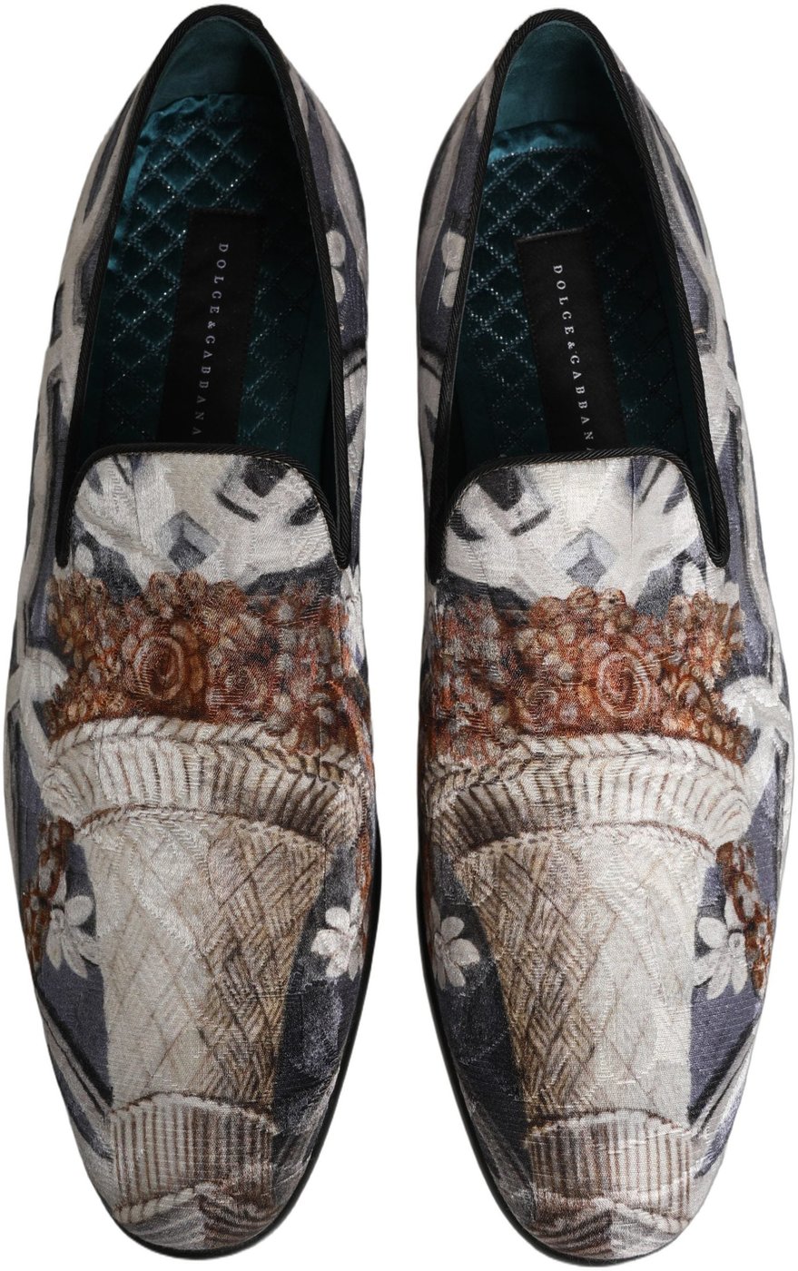 Dolce & Gabbana Multicolor Floral Tapestry Embroidery Loafer Shoes