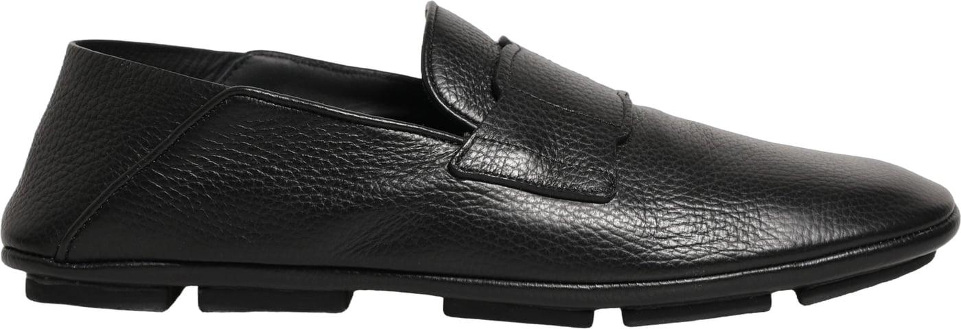 Dolce & Gabbana Black Deerskin Leather Driver Loafers Shoes