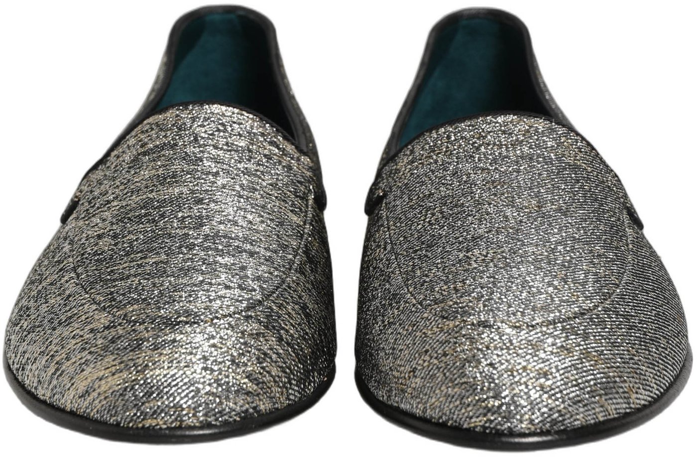 Dolce & Gabbana Gray Glitter Lurex DG Logo Dress Loafers Shoes