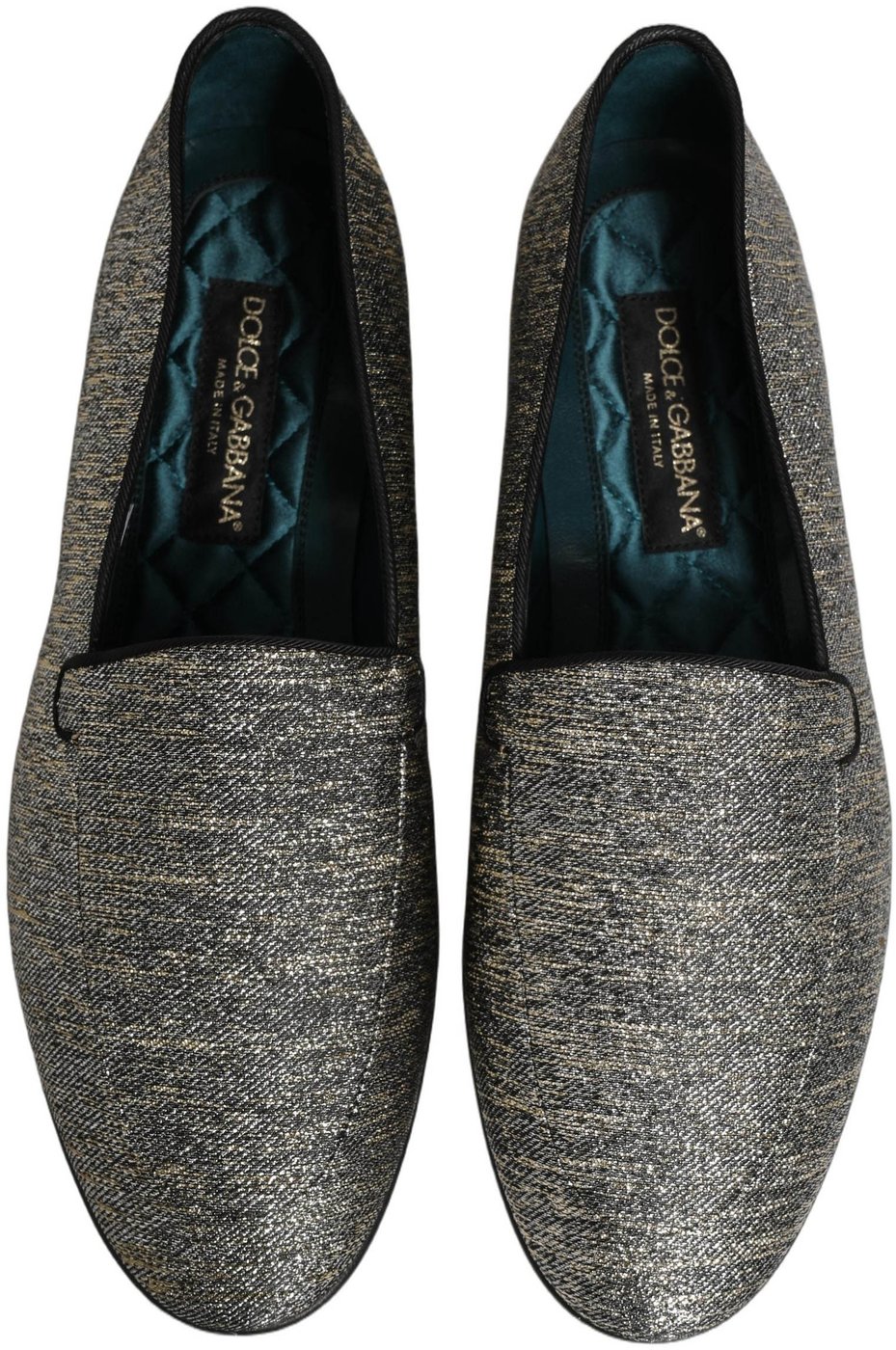 Dolce & Gabbana Gray Glitter Lurex DG Logo Dress Loafers Shoes