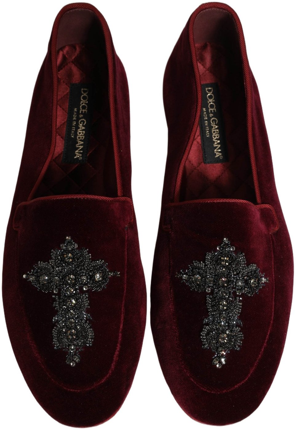 Dolce & Gabbana Red Suede Embellished Men Dress Loafers Shoes