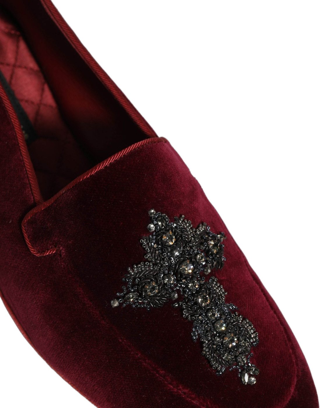 Dolce & Gabbana Red Suede Embellished Men Dress Loafers Shoes