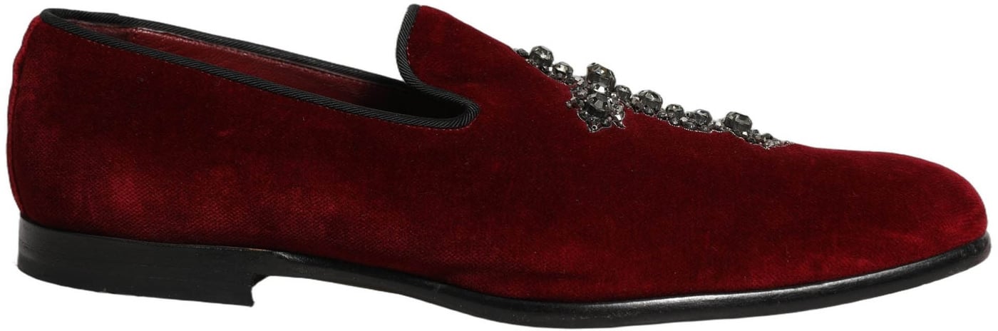 Dolce & Gabbana Maroon Suede Cross Slip On Dress Loafers Shoes