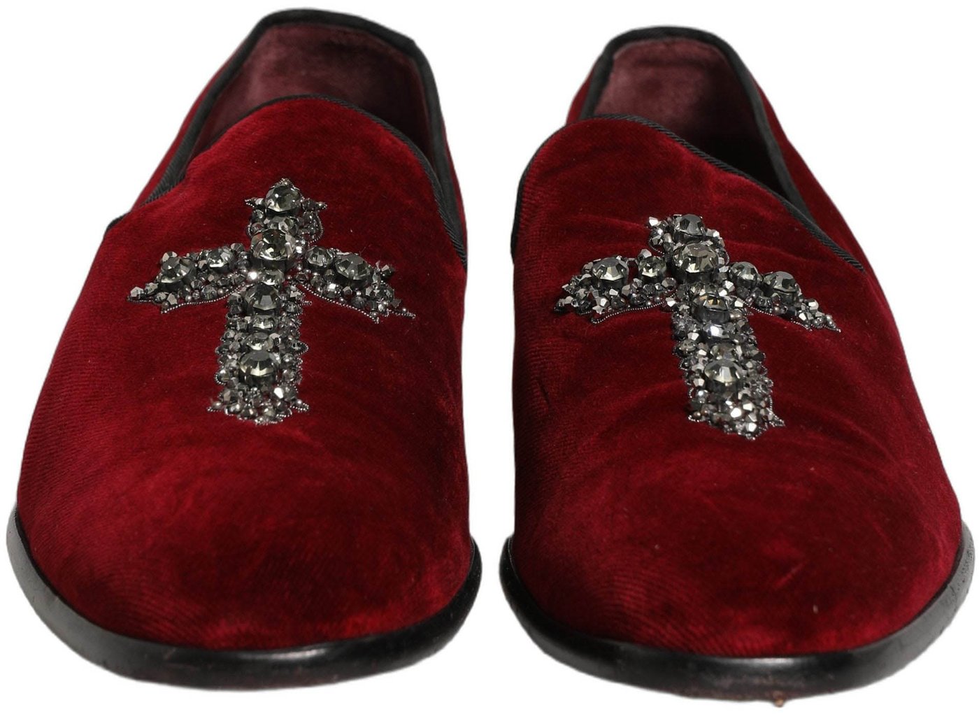Dolce & Gabbana Maroon Suede Cross Slip On Dress Loafers Shoes