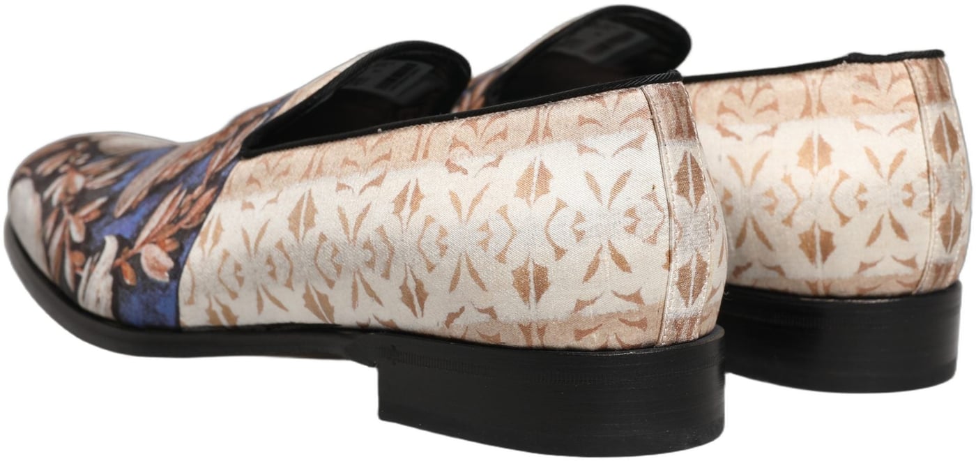 Dolce & Gabbana Multicolor Fruit Print Velvet Loafers Shoes