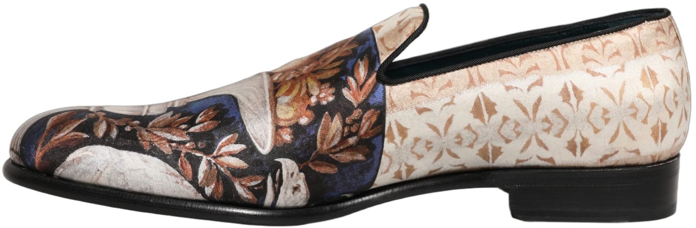 Dolce & Gabbana Multicolor Fruit Print Velvet Loafers Shoes