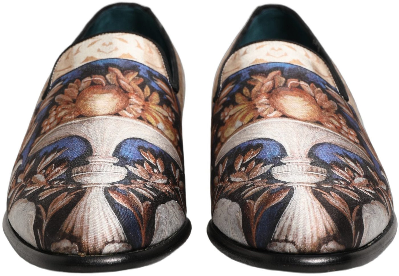Dolce & Gabbana Multicolor Fruit Print Velvet Loafers Shoes