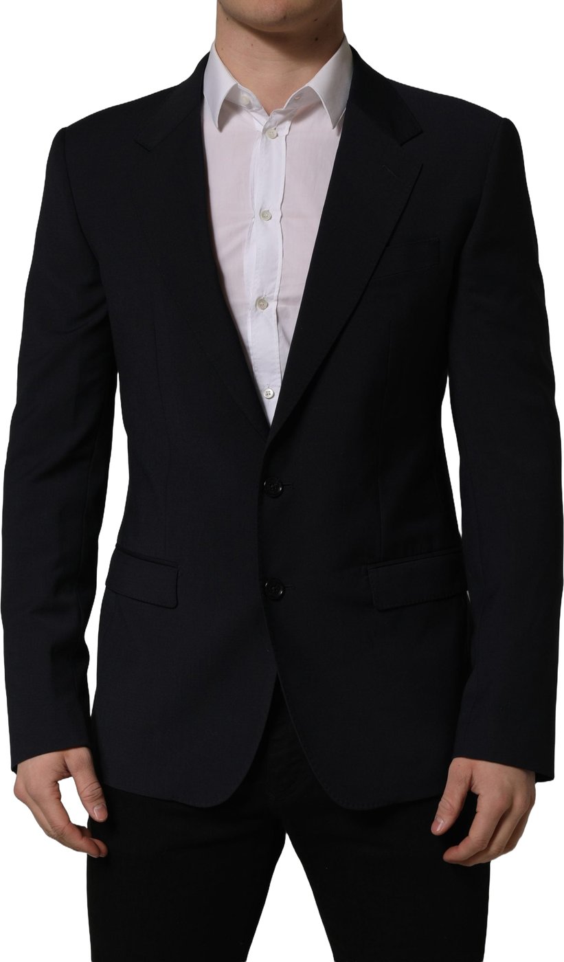 Dolce & Gabbana Dark Blue Wool Single Breasted Men Blazer Jacket