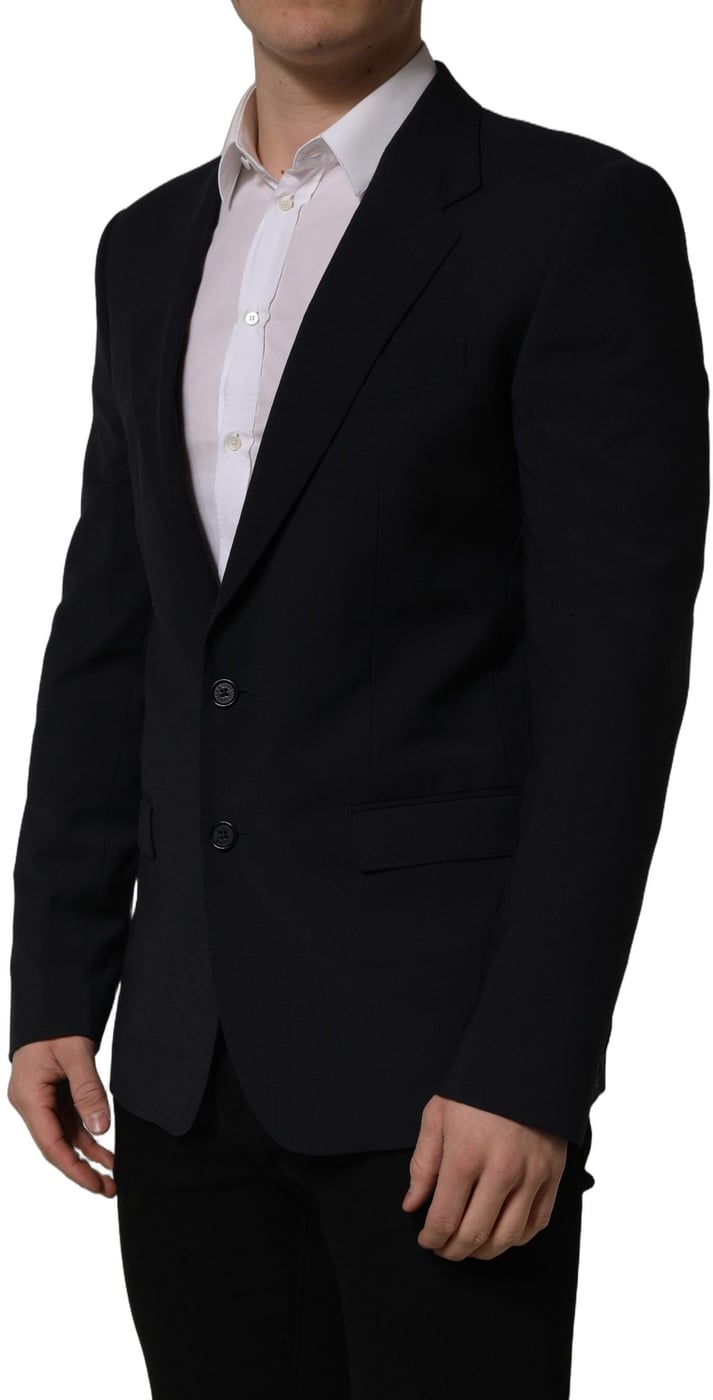 Dolce & Gabbana Dark Blue Wool Single Breasted Men Blazer Jacket