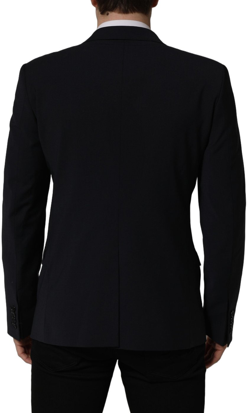 Dolce & Gabbana Dark Blue Wool Single Breasted Men Blazer Jacket