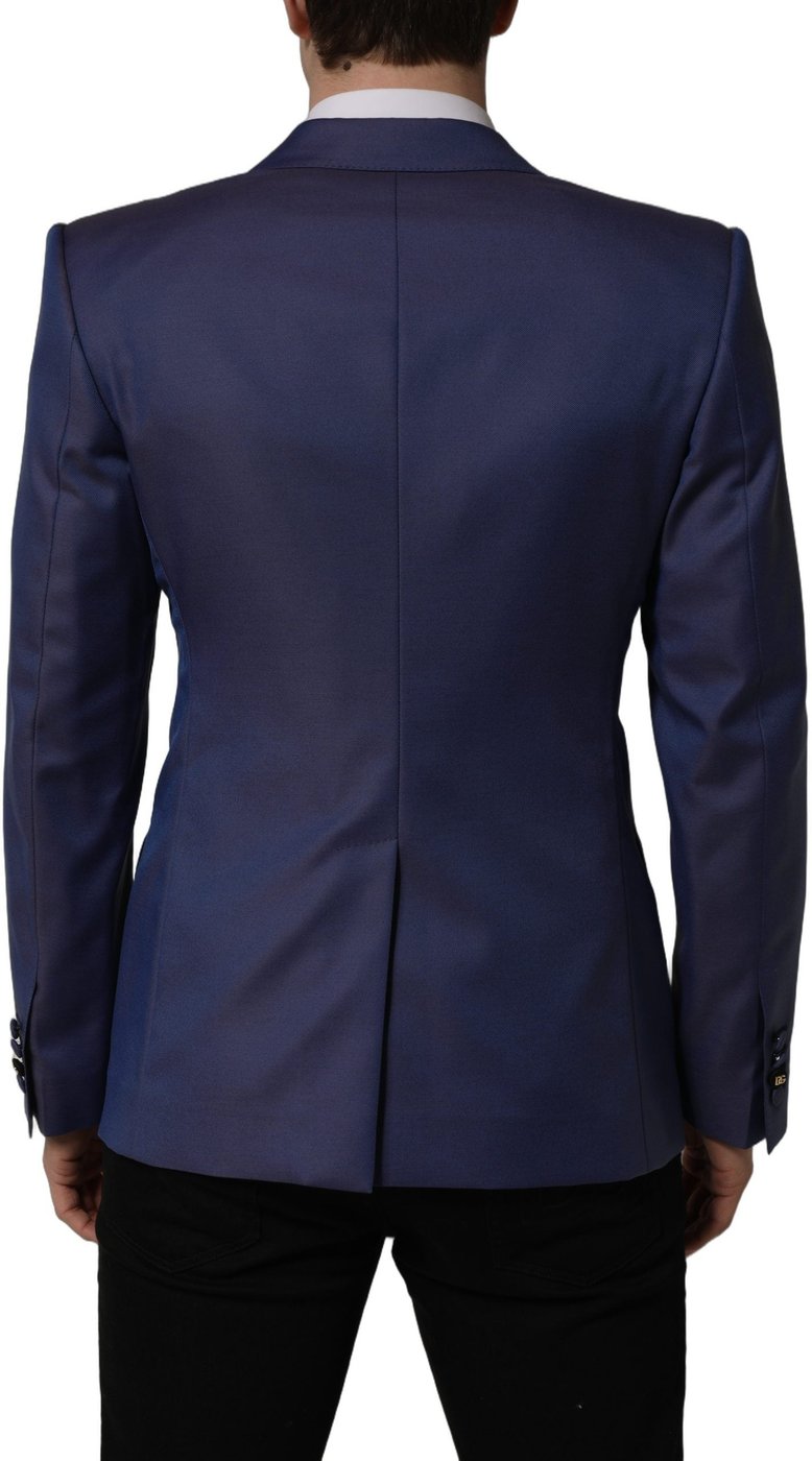 Dolce & Gabbana Blue Wool Double Breasted Men Blazer Jacket