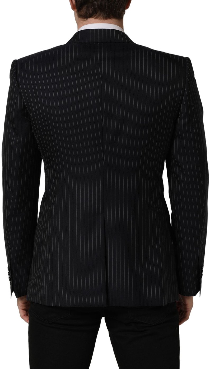 Dolce & Gabbana Dark Gray Stripes Wool Double Breasted Jacket