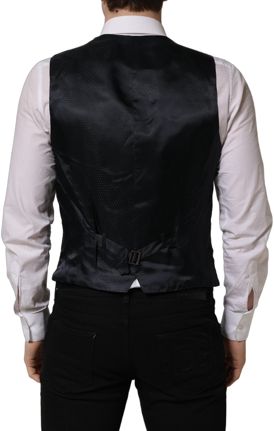 Dolce & Gabbana Black Wool Single Breasted Waistcoat Vest