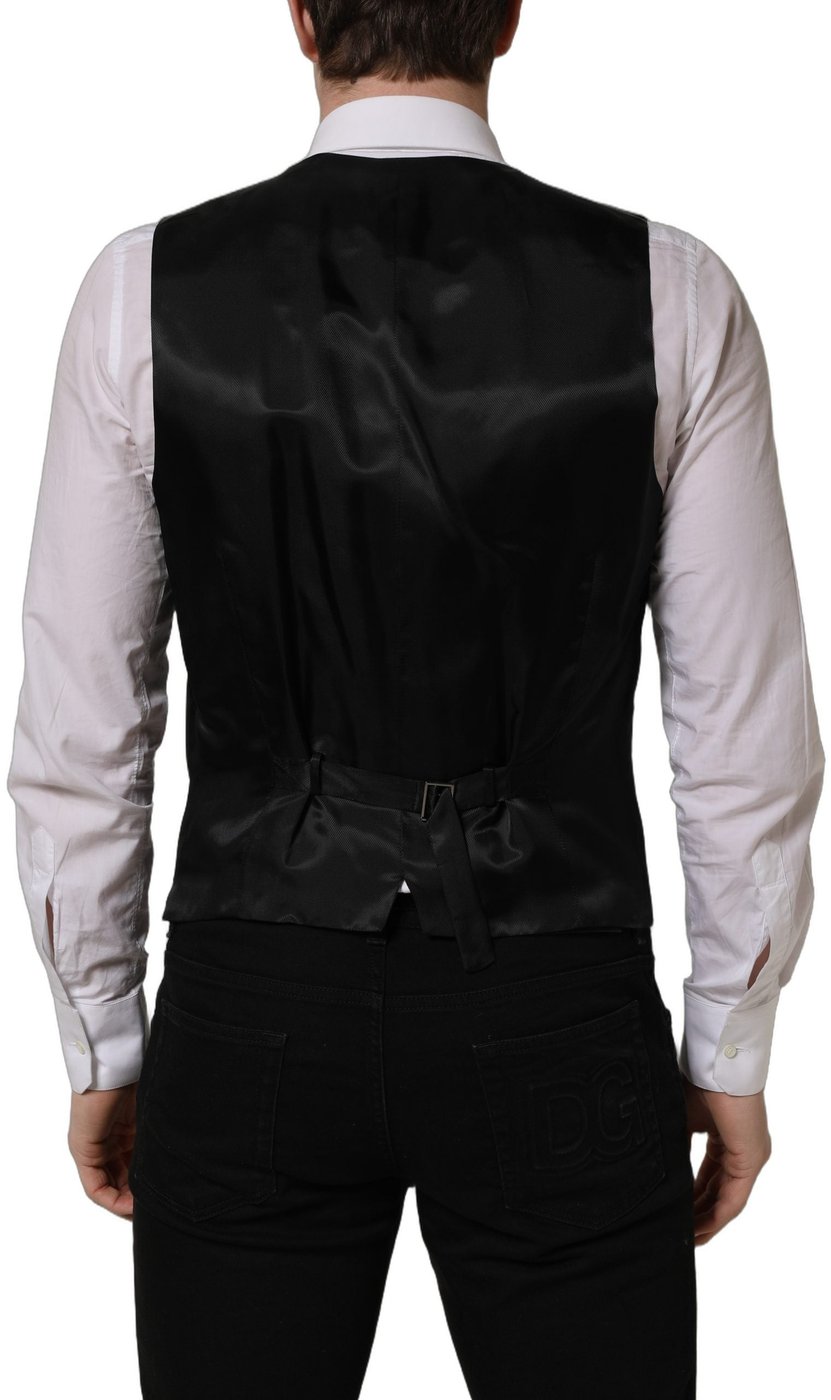 Dolce & Gabbana Black Wool Single Breasted Waistcoat Vest