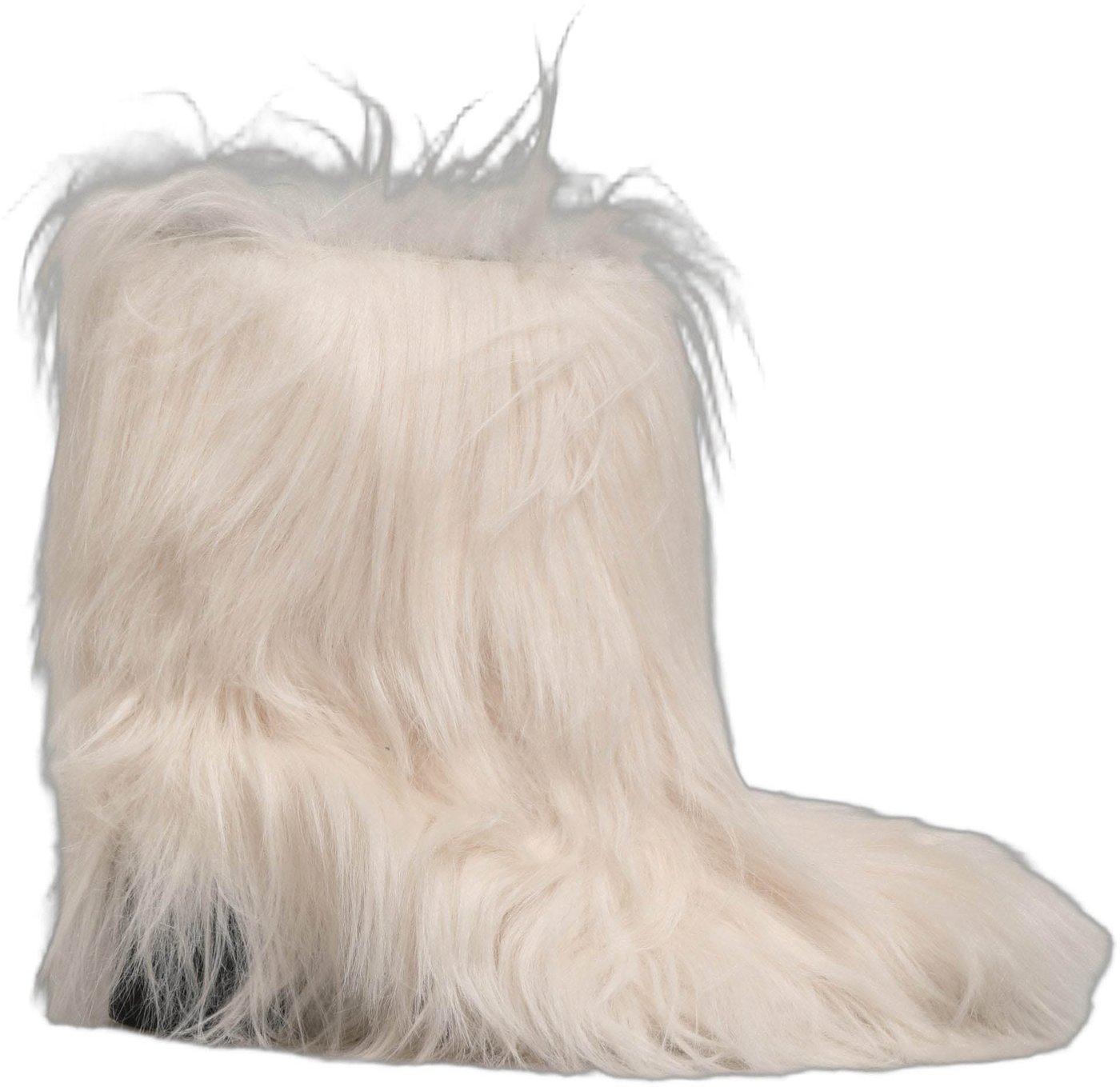 Dolce & Gabbana White Faux Fur Mid Calf Men Boots Shoes