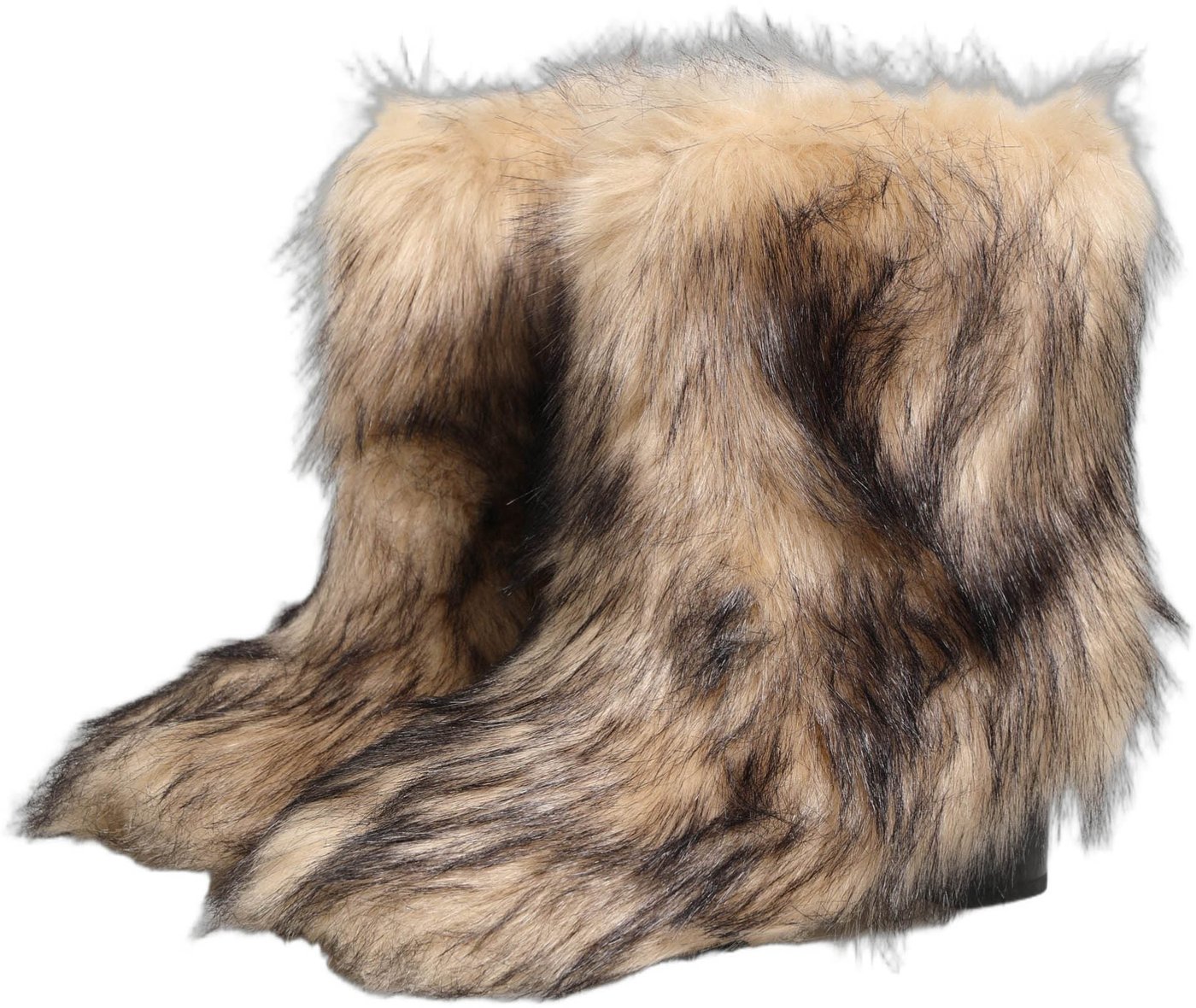 Dolce & Gabbana Brown Faux Fur Mid Calf Men Boots Shoes