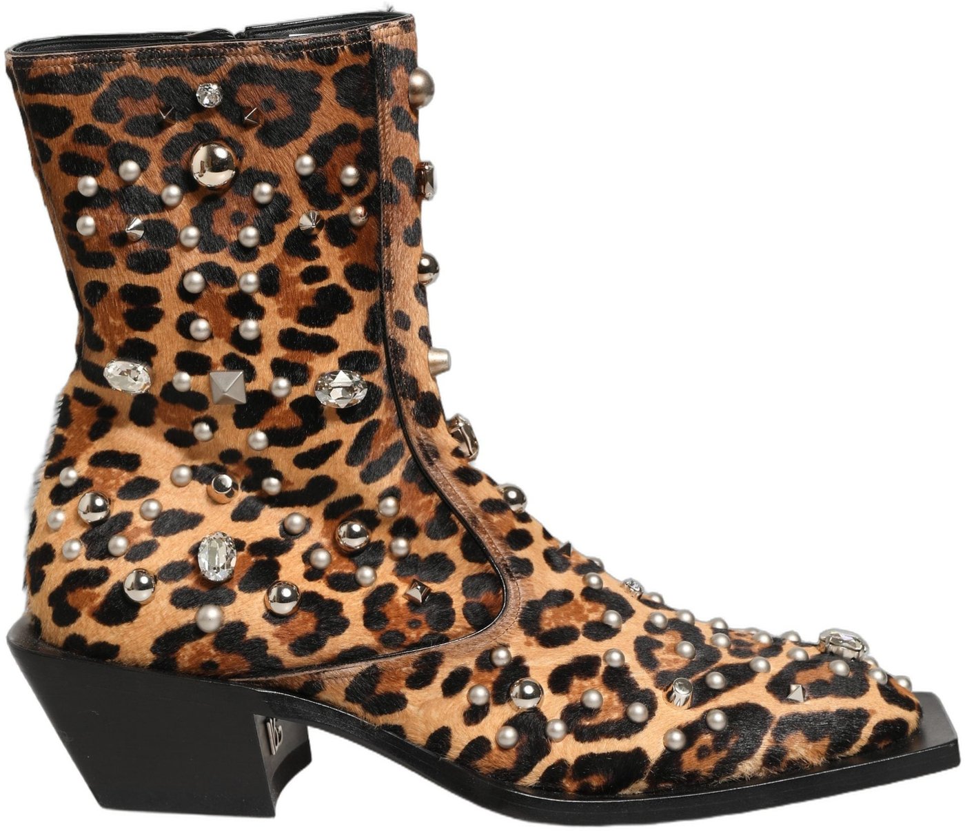 Dolce & Gabbana Brown Leopard Embellished Mid Calf Men Boots Shoes