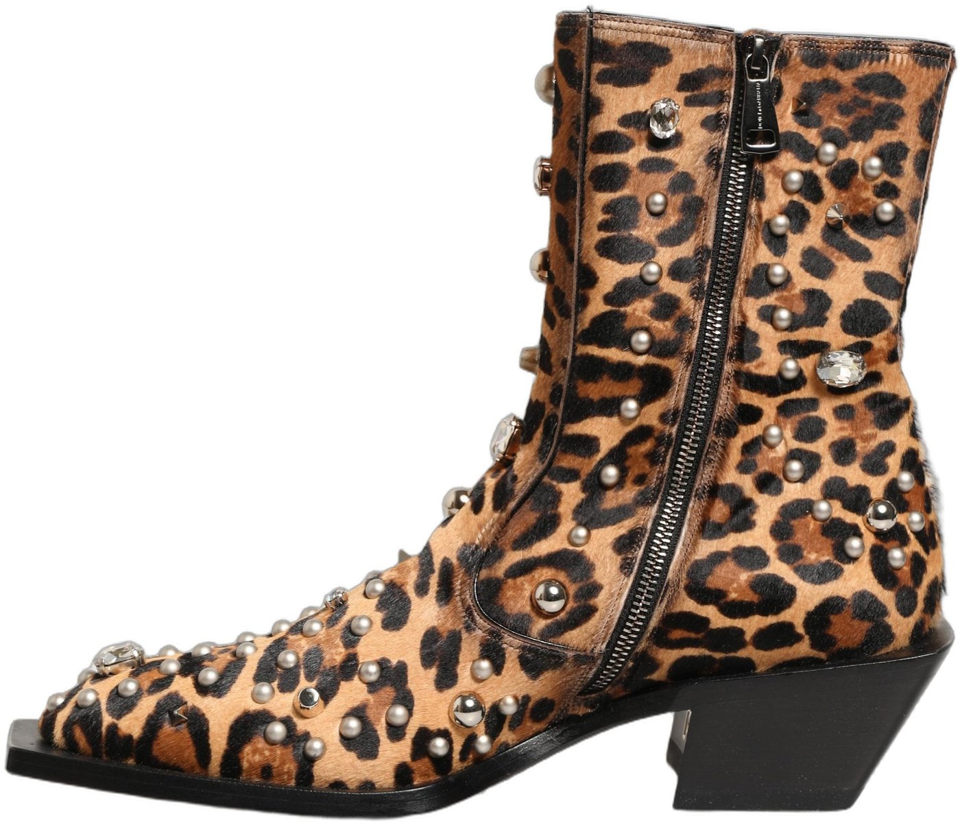 Dolce & Gabbana Brown Leopard Embellished Mid Calf Men Boots Shoes