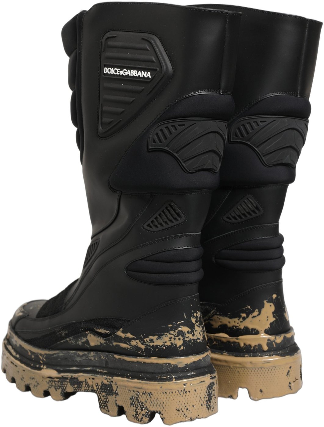 Dolce & Gabbana Black Leather Biker Mid Calf Men Boots Shoes