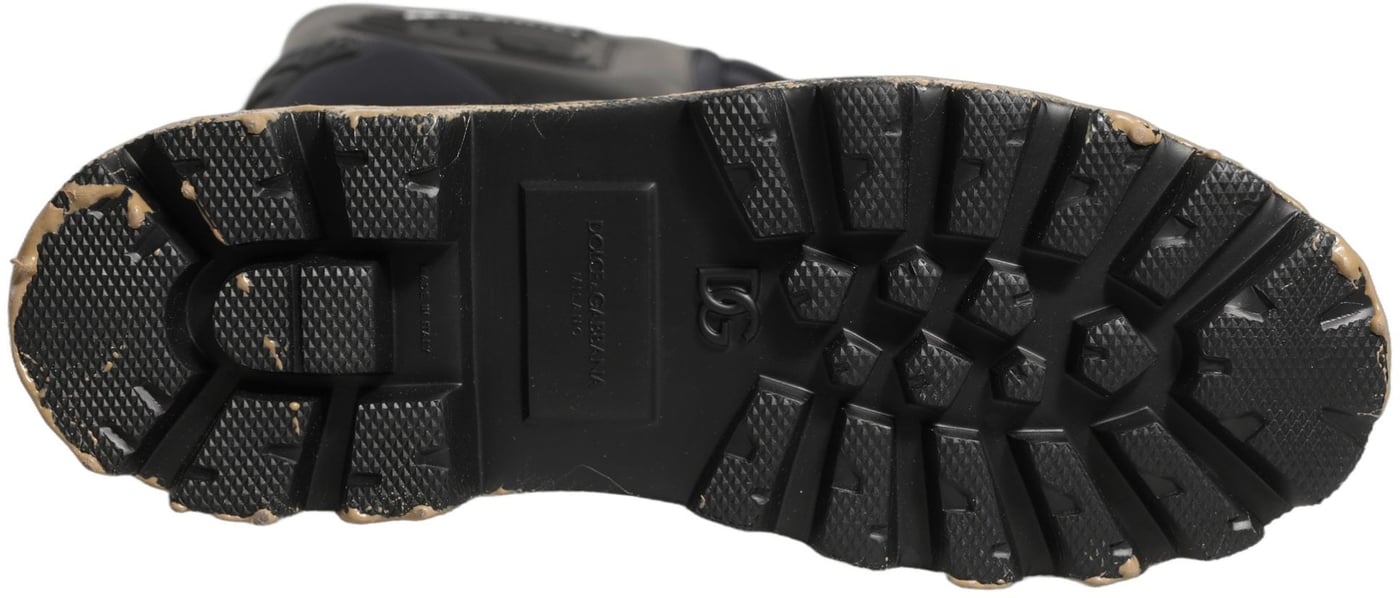 Dolce & Gabbana Black Leather Biker Mid Calf Men Boots Shoes