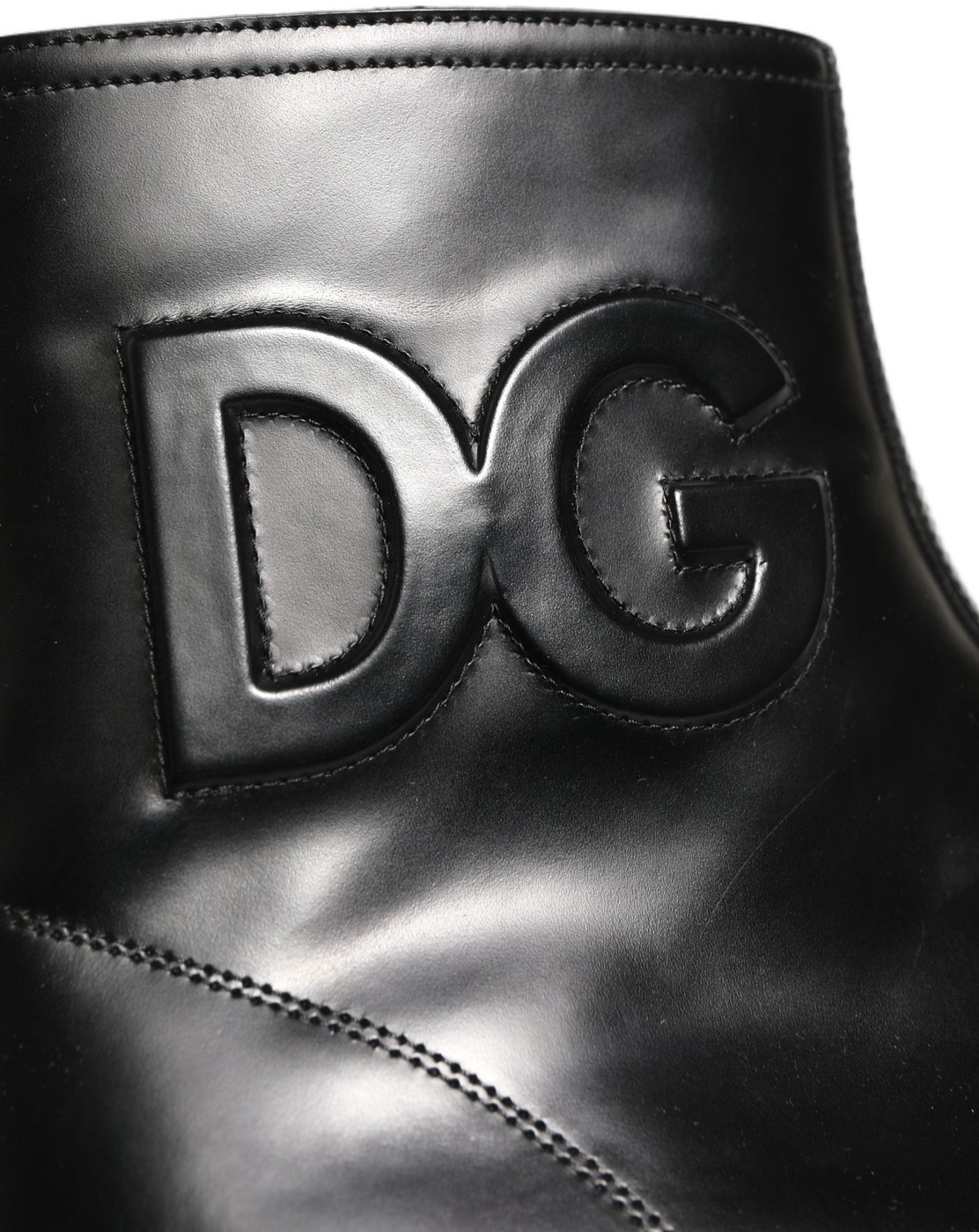 Dolce & Gabbana Black Leather Embossed Logo Ankle Boots Shoes
