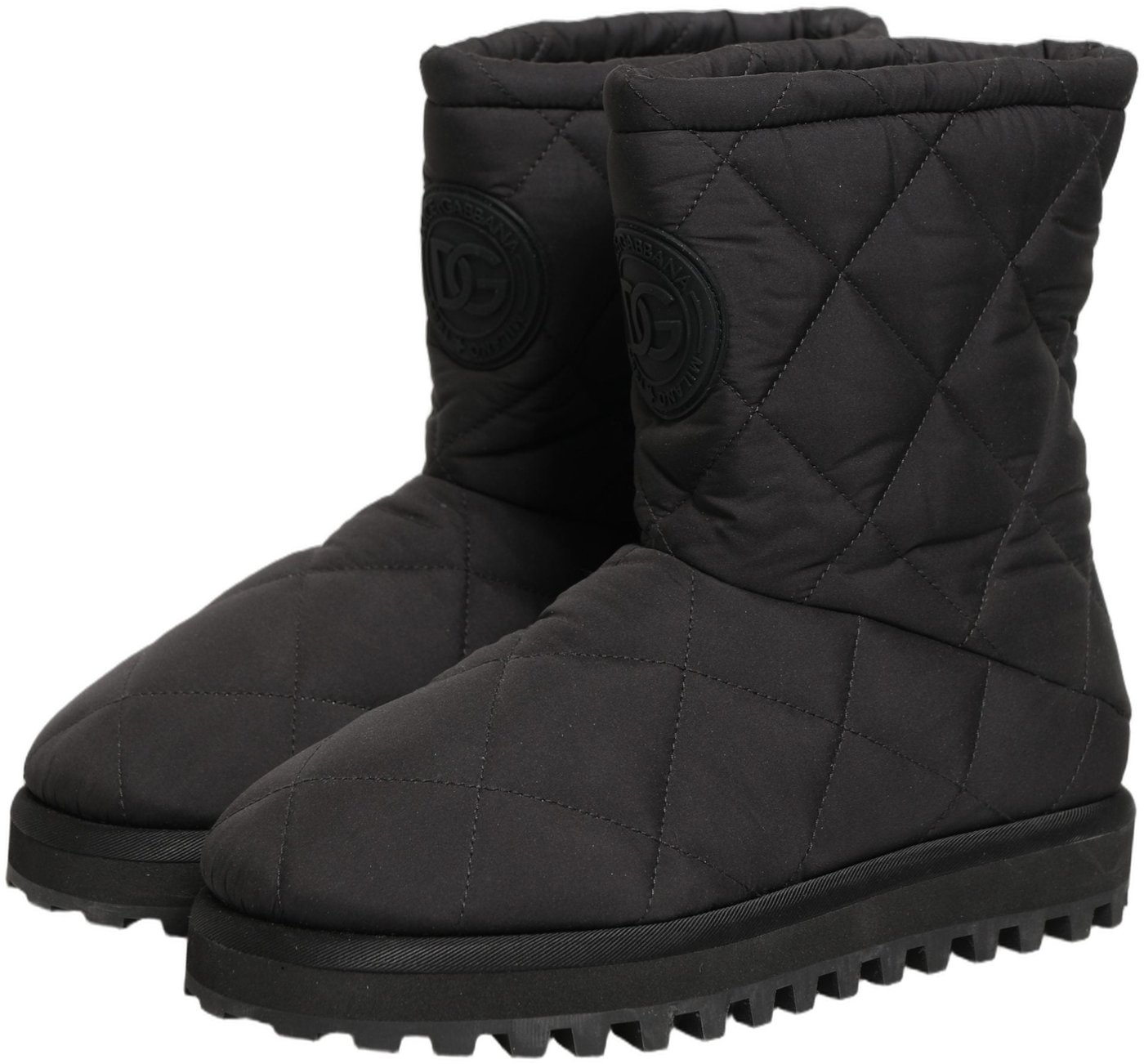Dolce & Gabbana Black Quilted Effect Mid Calf Boots Shoes